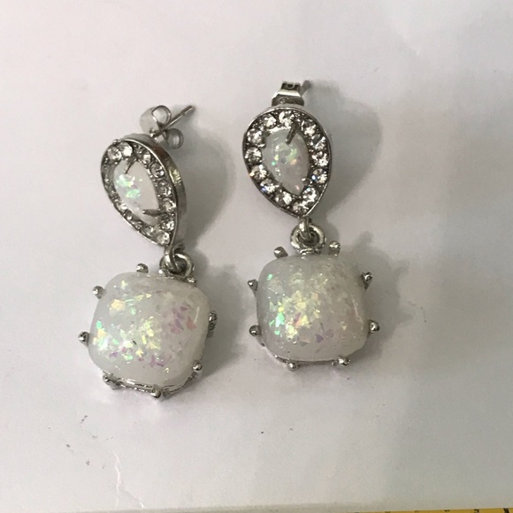 Jewelry - White Fire Opal drop earrings sterling Silver